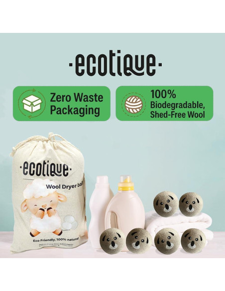 Bolas de Secado de Lana Ecotique XL - Paquete de 6, 100% Lana Bolas de Secado de Lana Ecotique XL - Paquete de 6, 100% Lana
