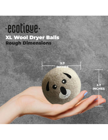 Bolas de Secado de Lana Ecotique XL - Paquete de 6, 100% Lana