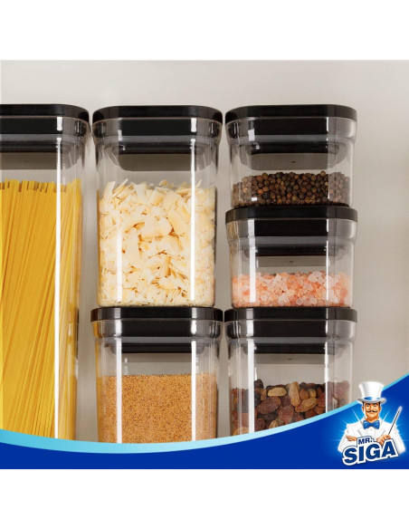 Juego de 6 Contenedores de Almacenamiento Hermético MR.SIGA 1L Juego de 6 Contenedores de Almacenamiento Hermético MR.SIGA 1L