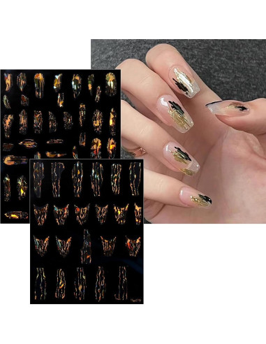 Calcomanías de Uñas JMEOWIO 9 Hojas Mármol Oro Autoadhesivas