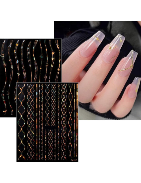 Calcomanías de Uñas JMEOWIO 9 Hojas Mármol Oro Autoadhesivas Calcomanías de Uñas JMEOWIO 9 Hojas Mármol Oro Autoadhesivas