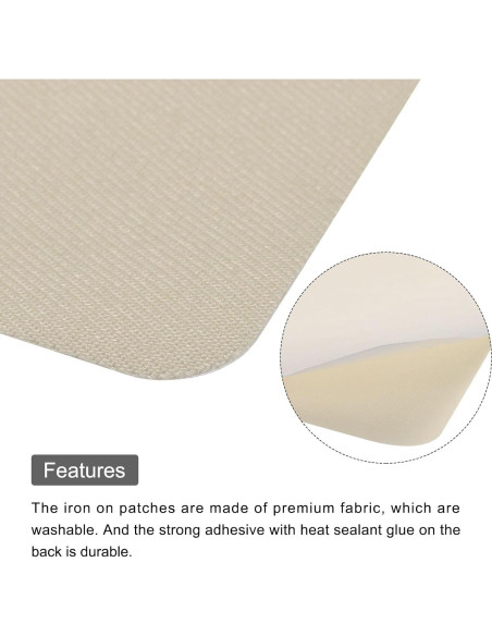 Parche de Tela para Planchar MECCANIXITY 6 Piezas Beige 12.5x9.5 cm Parche de Tela para Planchar MECCANIXITY 6 Piezas Beige 12.5x9.5 cm