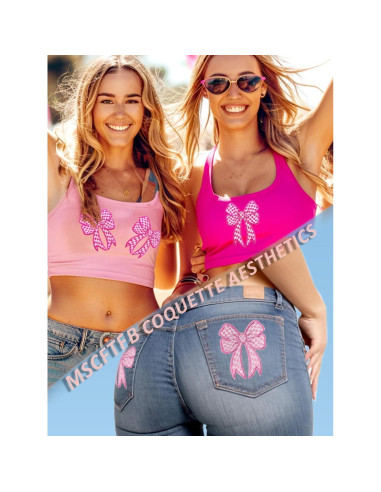 Paquete de 9 Parches de Lazo Coquette MSCFTFB Rosa