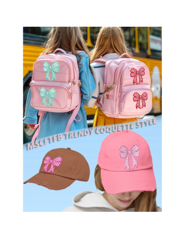 Paquete de 9 Parches de Lazo Coquette MSCFTFB Rosa