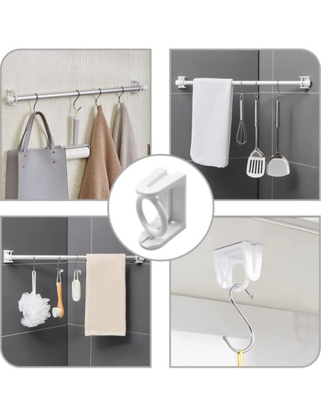 Soportes de Varilla de Cortina Adhesivos LELE LIFE 8 Pcs Blanco Soportes de Varilla de Cortina Adhesivos LELE LIFE 8 Pcs Blanco
