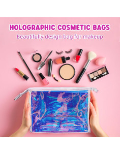 Zwish 2Pack Bolsas de Maquillaje Holográficas Impermeables 2