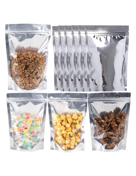200 Bolsas Mylar Reutilizables 5x8" LOKQING para Alimentos 200 Bolsas Mylar Reutilizables 5x8" LOKQING para Alimentos