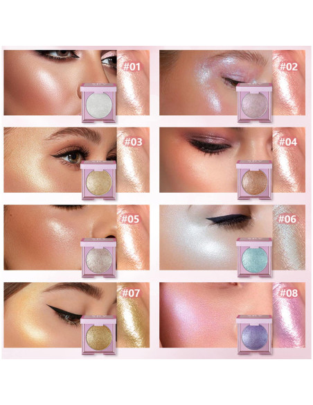 Paleta de Iluminador Facial MAEPEOR 8 Colores Brillo Perla Paleta de Iluminador Facial MAEPEOR 8 Colores Brillo Perla
