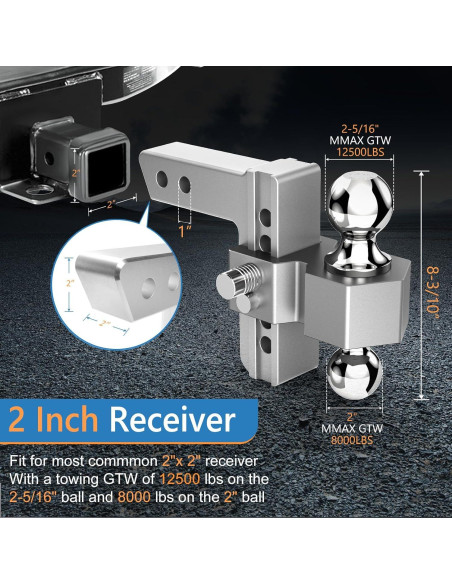Enganche de Remolque Ajustable Tlvuvmo 6" 12500 LBS Aluminio Enganche de Remolque Ajustable Tlvuvmo 6" 12500 LBS Aluminio