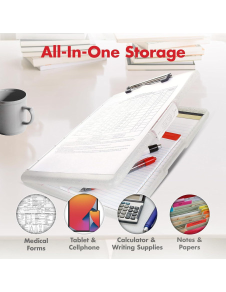 Clipboard Dexas Slimcase 2 con Almacenamiento A4 Blanco Clipboard Dexas Slimcase 2 con Almacenamiento A4 Blanco