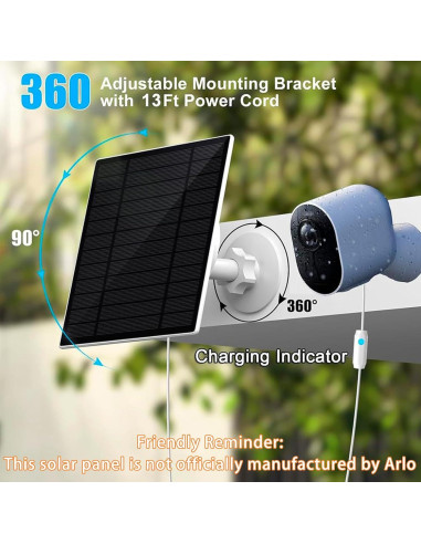 Panel Solar 6W LIFEMOI para Cámaras Arlo Pro 5S 2K, IP66