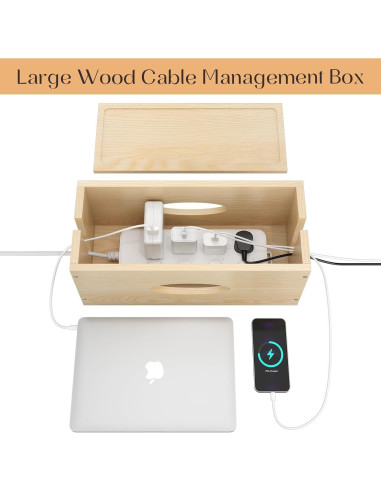 Caja de Gestión de Cables Grande Ufeekare 36.1x15x17.8cm Madera