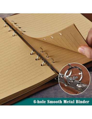 Cuaderno de Piel OMEYA A5 Azul Recargable con Bolsillos
