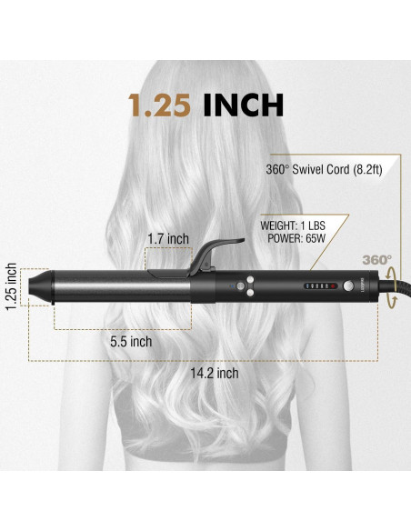 Plancha de Rizar Rotativa Luxspire 1.25" Automática Negra Plancha de Rizar Rotativa Luxspire 1.25" Automática Negra