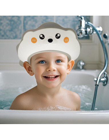 Gorro de Ducha para Bebé León Marino Ajustable - Blanco
