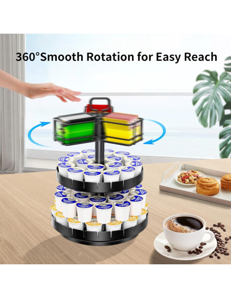 Soporte Giratorio RCHYFEED para 45 K Cups y 60 Bolsas de Té Soporte Giratorio RCHYFEED para 45 K Cups y 60 Bolsas de Té