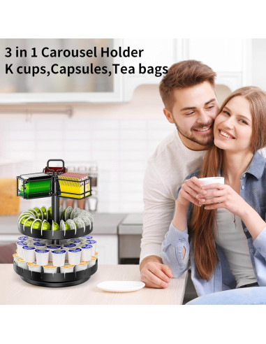 Soporte Giratorio RCHYFEED para 45 K Cups y 60 Bolsas de Té