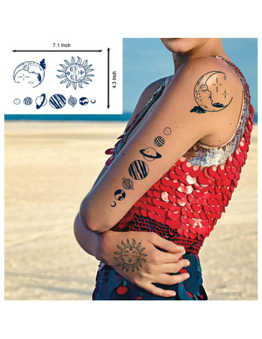 Tatuajes Temporales Semipermanentes PADOUN Espaciales 6 Hojas