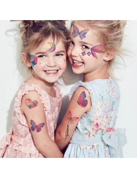 Tatuajes Temporales de Mariposa CHARLENT - 12 Hojas para Niñas Tatuajes Temporales de Mariposa CHARLENT - 12 Hojas para Niñas