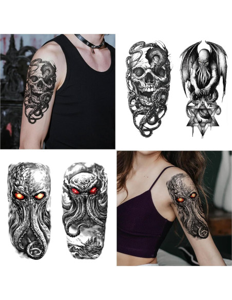 Tatuajes Temporales Yazhiji 47 Hojas Cthulhu y Animales Tatuajes Temporales Yazhiji 47 Hojas Cthulhu y Animales