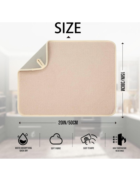 Paquete de 2 Tapetes de Microfibra VESHE 50.8x38.1 cm Beige Paquete de 2 Tapetes de Microfibra VESHE 50.8x38.1 cm Beige