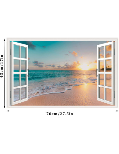 Calcomanía de Pared Erllsino Playa Oceánica 70x43 cm