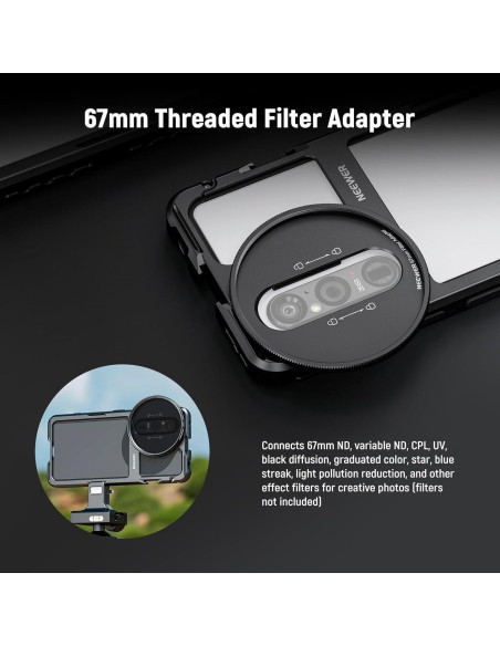 Jaula para Teléfono NEEWER Xperia 1 V con Adaptador de Filtro 67mm Jaula para Teléfono NEEWER Xperia 1 V con Adaptador de Filtro 67mm