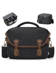 Bolsa de cámara RAINSMORE negra para DSLR/SRL con cubierta de lluvia