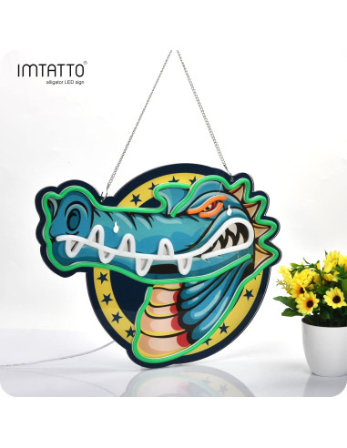 Letrero de Neón IMTATTO Cocodrilo 42x32cm USB Decoración