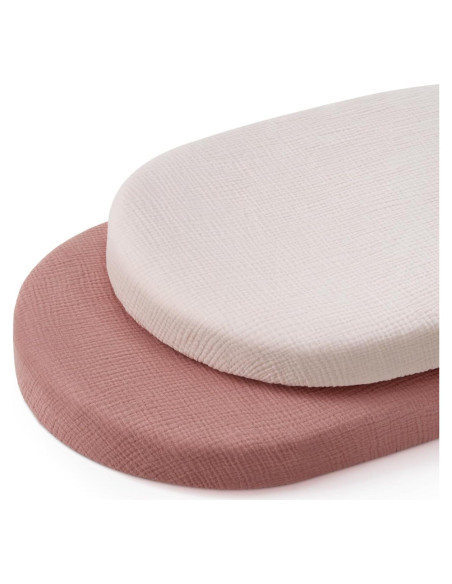 Sábanas de Muselina para Cuna Blissful Diary - 2 Piezas Rosa y Crema Sábanas de Muselina para Cuna Blissful Diary - 2 Piezas Rosa y Crema