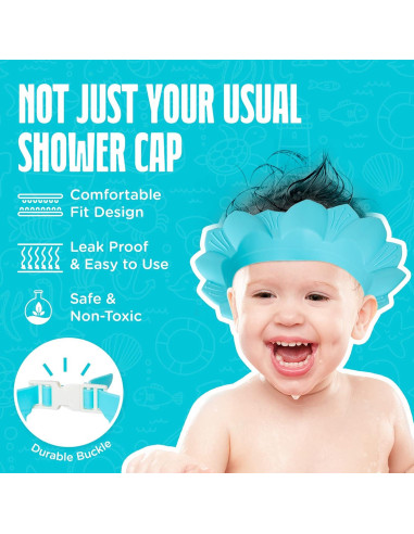Gorro de Ducha para Bebés Walnut Tree Clip Azul - Protección Facial