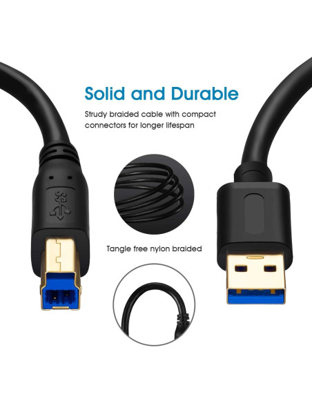Cable USB 3.0 A Macho a B Macho 3M Jelly Tang - Alta Velocidad Cable USB 3.0 A Macho a B Macho 3M Jelly Tang - Alta Velocidad
