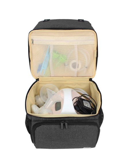 Bolsa para Extractor de Leche LUXJA Negra con Compartimentos Bolsa para Extractor de Leche LUXJA Negra con Compartimentos