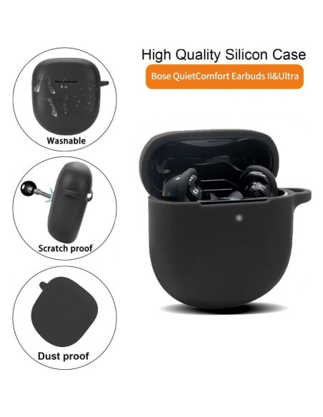 Funda de silicona Olytop para Bose QuietComfort Earbuds II/Ultra - Negro Funda de silicona Olytop para Bose QuietComfort Earbuds II/Ultra - Negro