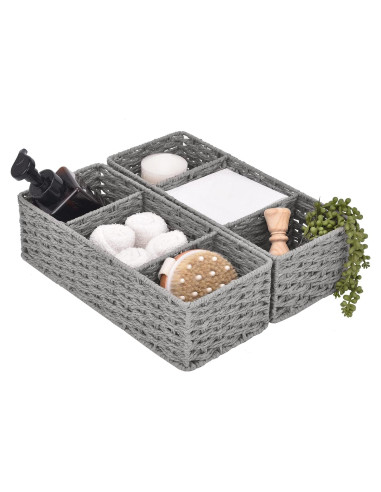 Cestas de Mimbre StorageWorks 3 Secciones Gris Paquete 2