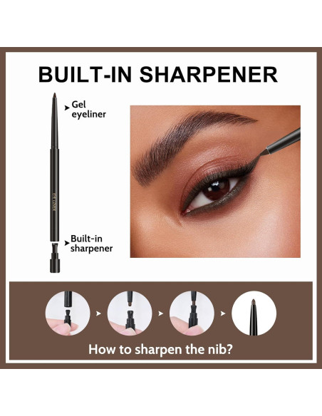 Lápiz de Gel para Ojos Erinde 02 Marrón Impermeable 9g Lápiz de Gel para Ojos Erinde 02 Marrón Impermeable 9g
