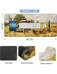 Alfombrilla de Ratón Grande Y YIHANGBEST Girasoles Amarillos 90x40cm 2
