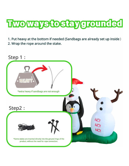 Muñeco de Nieve y Pingüino Inflable PTS 0.97 kg con LED Muñeco de Nieve y Pingüino Inflable PTS 0.97 kg con LED
