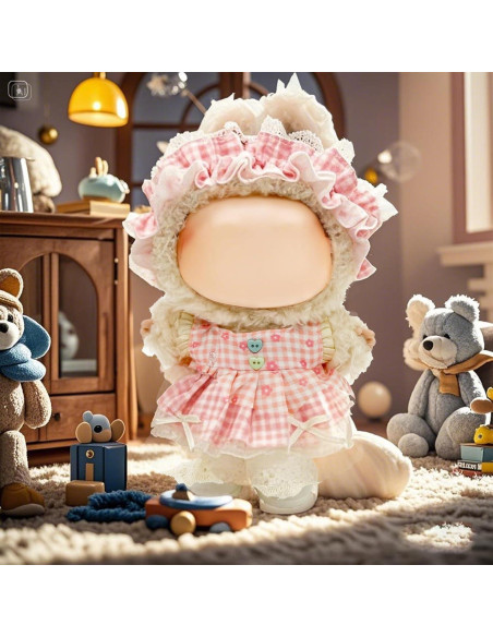 Conjunto de Ropa Premium para Muñeca Labubu 17 cm - Cuadro Rosa Conjunto de Ropa Premium para Muñeca Labubu 17 cm - Cuadro Rosa
