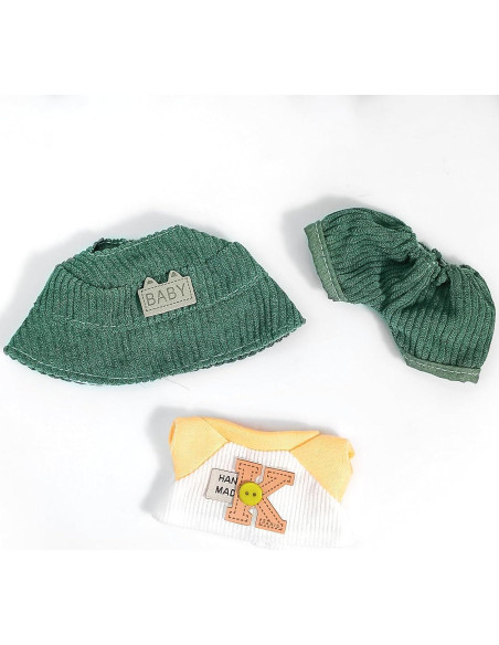 Conjunto de Ropa para Muñecas 17cm - Sombrero y Overoles Verde Conjunto de Ropa para Muñecas 17cm - Sombrero y Overoles Verde