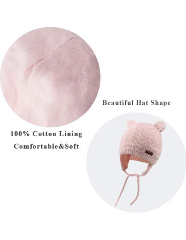 Gorra Beanie para Bebé XIAOHAWANG Oso con Orejeras Cálida