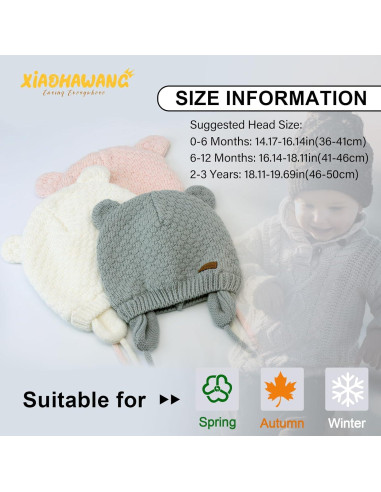 Gorra Beanie para Bebé XIAOHAWANG Oso con Orejeras Cálida