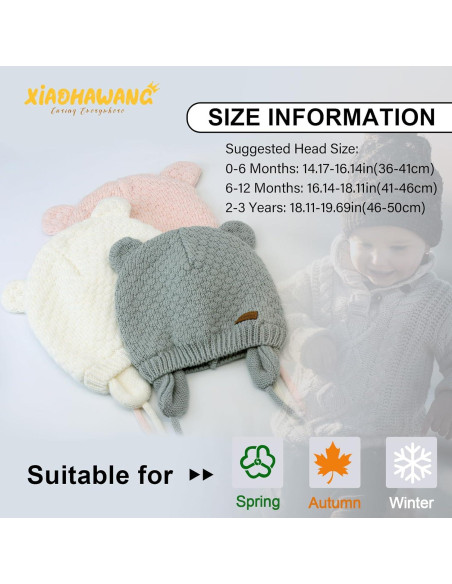 Gorra Beanie para Bebé XIAOHAWANG Oso con Orejeras Cálida Gorra Beanie para Bebé XIAOHAWANG Oso con Orejeras Cálida
