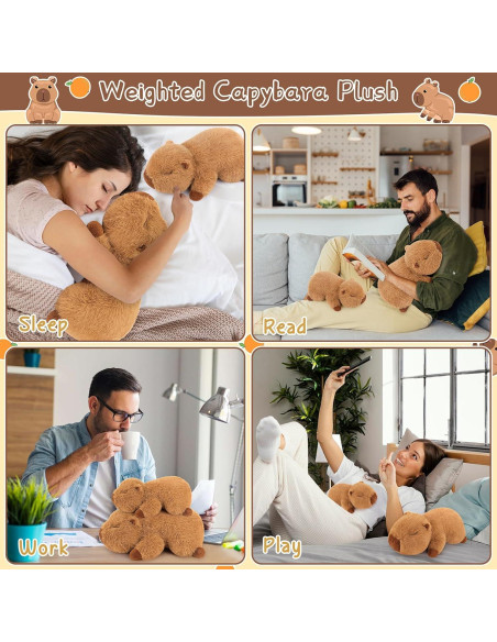 Peluche Capibara Kawaii 15" con Peso - Sprinqdawin Peluche Capibara Kawaii 15" con Peso - Sprinqdawin