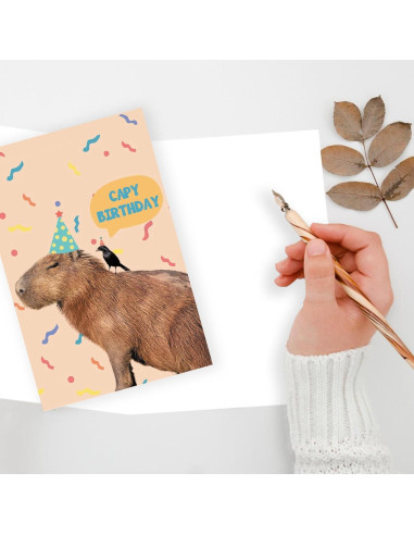 Tarjeta de Cumpleaños ICOOLYI Capibara 13.5x20.5cm con Sobre