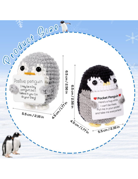 Par de Mini Pingüinos de Crochet TOYMIS - 6.5 cm, Regalo Positivo Par de Mini Pingüinos de Crochet TOYMIS - 6.5 cm, Regalo Positivo