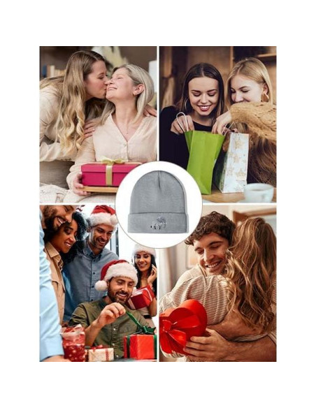 Gorro Beanie de Elefante Bordado para Mujeres - Gris Gorro Beanie de Elefante Bordado para Mujeres - Gris