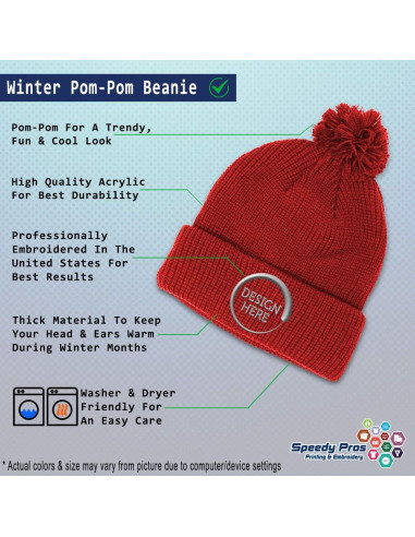 Gorro de Invierno Personalizado Bordado Caballo Cuarto Rojo Talla Única