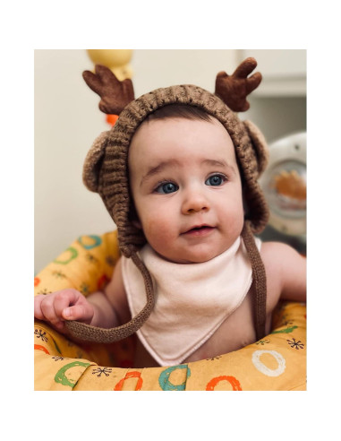 Gorra de Bebé AIBEARTY Ciervo con Orejeras Invierno 0-2 Años