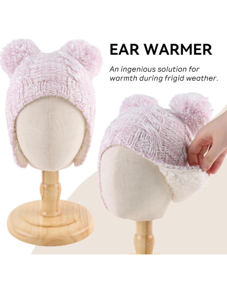 Gorro de invierno ZSEDRUT para bebé con forro polar y pompón Gorro de invierno ZSEDRUT para bebé con forro polar y pompón